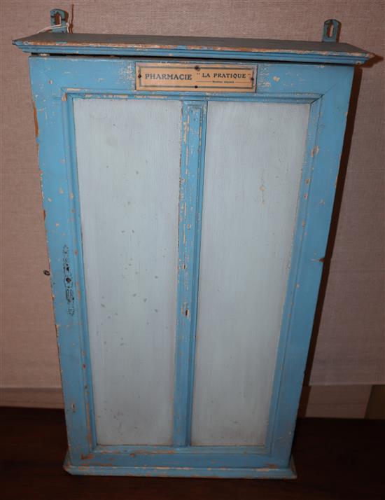 A French painted beech pharmacie cabinet, Width 43cm, Height 73cm, Depth 13cm